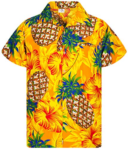 King Kameha Funky Hawaiihemd, Kurzarm, Pineapple Hibiscus, Gelb, 4XL von King Kameha