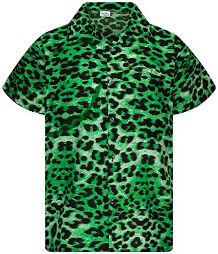 King Kameha Funky Hawaiihemd, Kurzarm, Print Leopard, Grün, 6XL von King Kameha