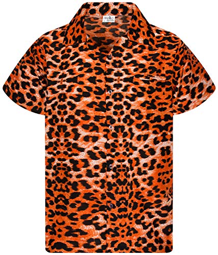 King Kameha Funky Hawaiihemd, Kurzarm, Print Leopard, Orange, S von King Kameha