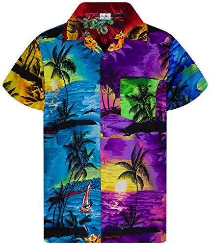 King Kameha Funky Hawaiihemd, Kurzarm, Print Surf, Mix, L von King Kameha
