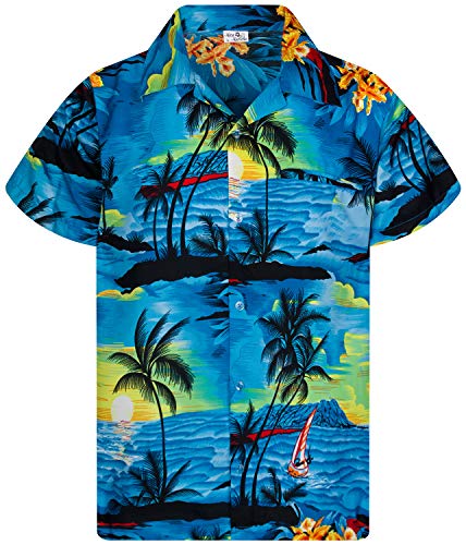 King Kameha Funky-Hawaii-Hemd, Herren, Kurzarm, JK-Surf, Türkis, XS von King Kameha