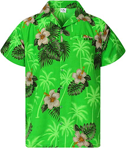King Kameha Funky Hawaiihemd, Kurzarm, Small Flower New, Grün, 3XL von King Kameha