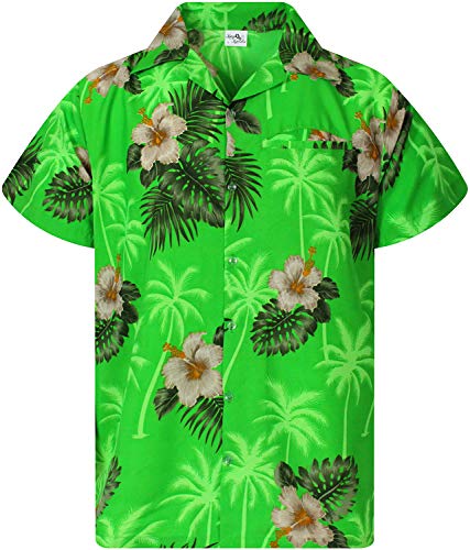 King Kameha Funky Hawaiihemd, Kurzarm, Small Flower New, Grün, XXL von King Kameha