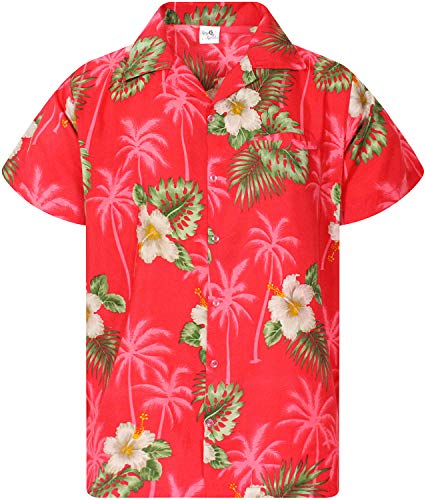 King Kameha Funky Hawaiihemd, Kurzarm, Small Flower New, Pink, 3XL von King Kameha