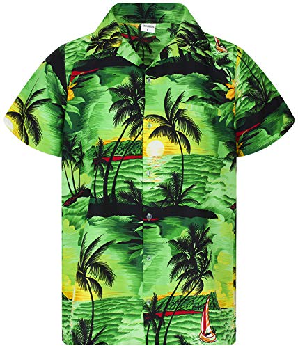 King Kameha Funky Hawaiihemd, Kurzarm, Surf New, Grün, 4XL von King Kameha