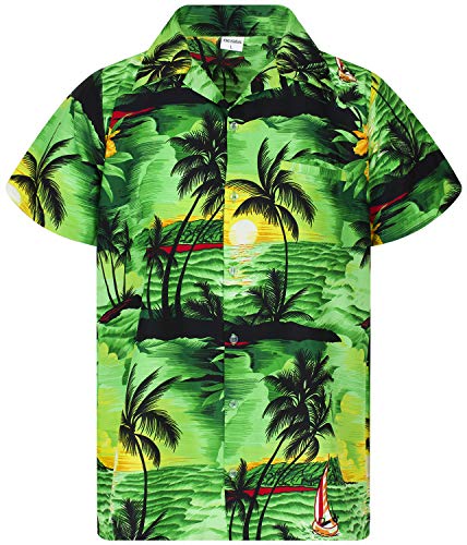 King Kameha Funky Hawaiihemd, Kurzarm, Surf New, Grün, XL von King Kameha