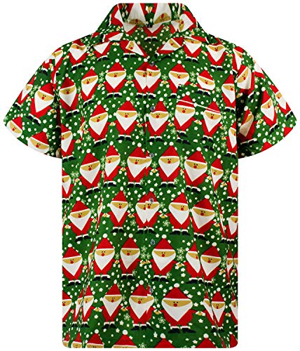 King Kameha Funky Hawaiihemd, Kurzarm, Weihnachten, Santa Allover, Grün, M von King Kameha