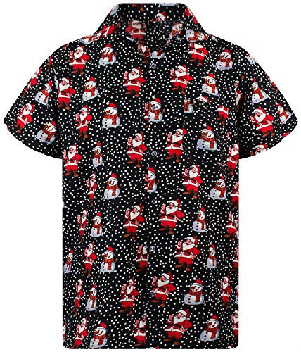 King Kameha Funky-Hawaii-Hemd, Weihnachten, Herren, Kurzarm, Christmas-Santa-Likes, Schwarz, 3XL von King Kameha
