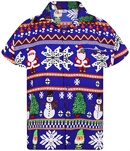 King Kameha Funky Hawaiihemd, X-Mas Weihnachten, Herren, Kurzarm, Christmas Rows, Blau, M von King Kameha