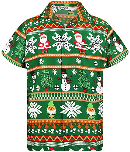 King Kameha Funky-Hawaii-Hemd, Weihnachten, Herren, Kurzarm, Christmas-Rows, Grün, S von King Kameha