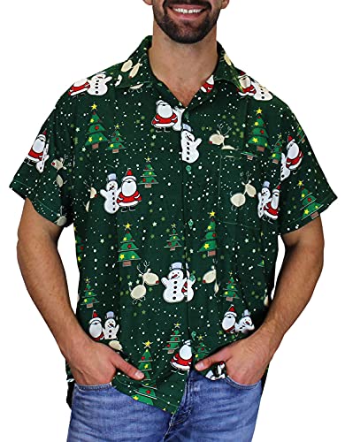 King Kameha Funky Hawaiihemd Weihnachten, Christmas Buddys, grün, 5XL von King Kameha