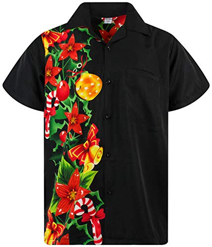 King Kameha Funky-Hawaii-Hemd, Weihnachten, Herren, Kurzarm, Christmas-Wedding, Schwarz, 6XL von King Kameha