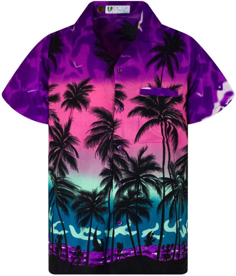 King Kameha Hawaiihemd Beach Eclectic Funky Hawaii-Hemd Herren Kurzarm Front-Tasche Stylish von King Kameha