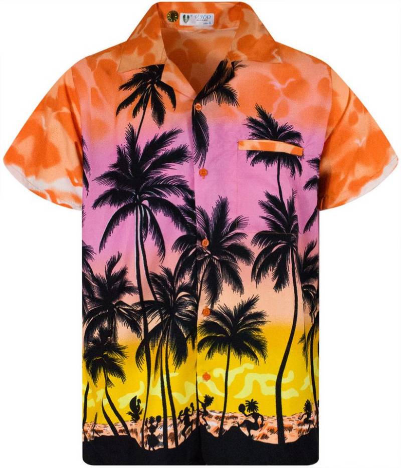 King Kameha Hawaiihemd Beach Eclectic Funky Hawaii-Hemd Herren Kurzarm Front-Tasche Stylish von King Kameha