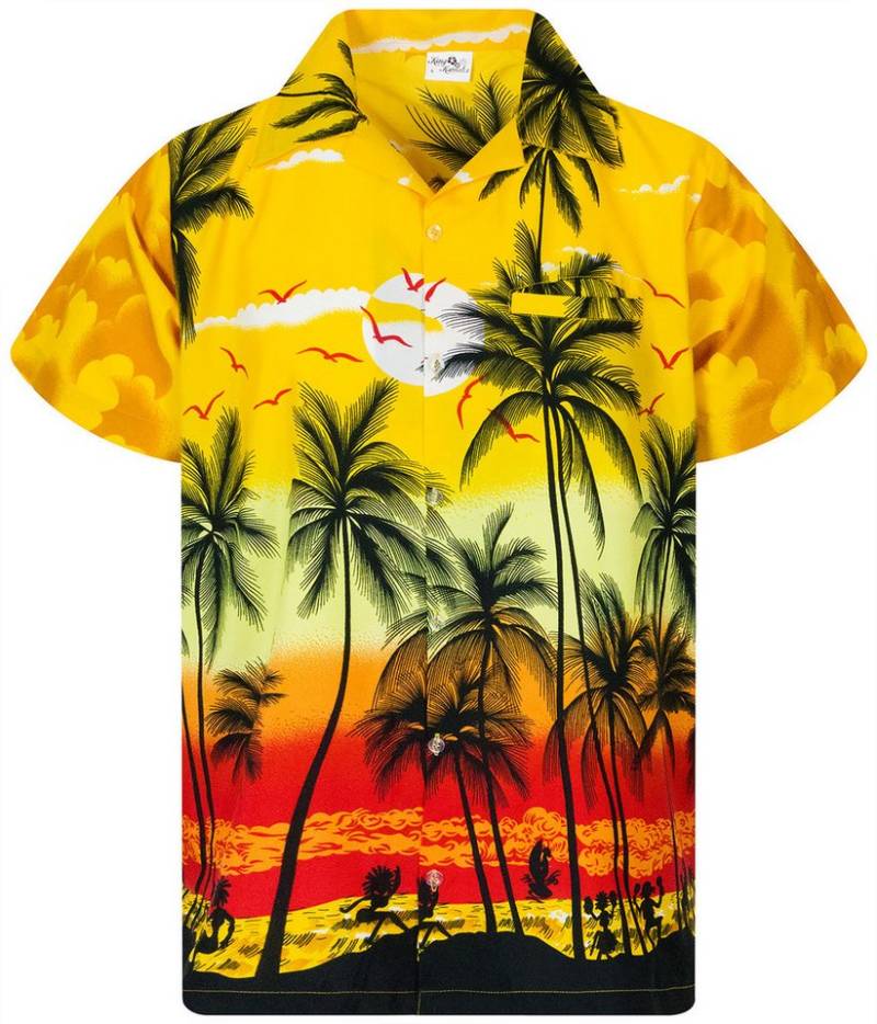 King Kameha Hawaiihemd Beach Funky Hawaii-Hemd Herren Kurzarm Front-Tasche Stylish Unisex von King Kameha