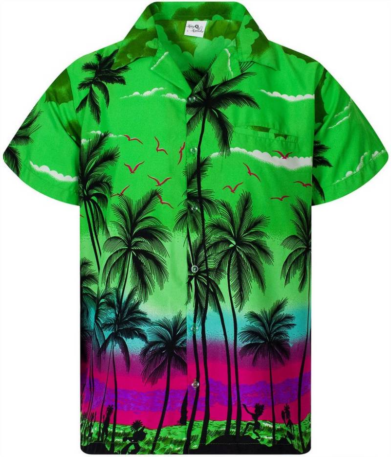 King Kameha Hawaiihemd Beach Funky Hawaii-Hemd Herren Kurzarm Front-Tasche Stylish Unisex von King Kameha
