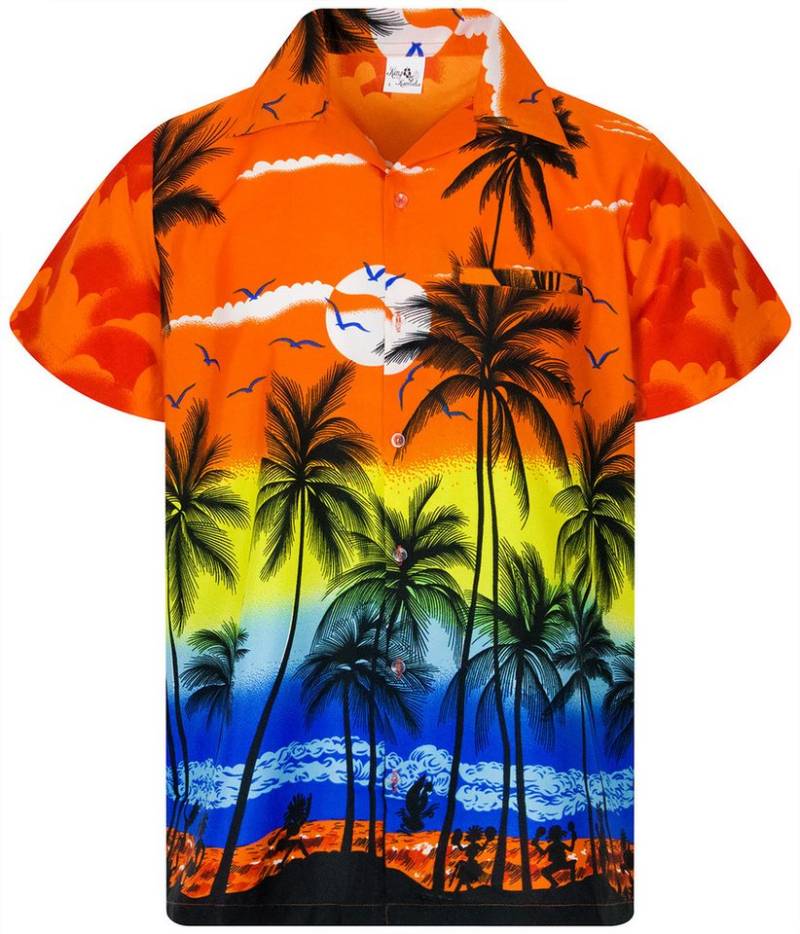 King Kameha Hawaiihemd Beach Funky Hawaii-Hemd Herren Kurzarm Front-Tasche Stylish Unisex von King Kameha
