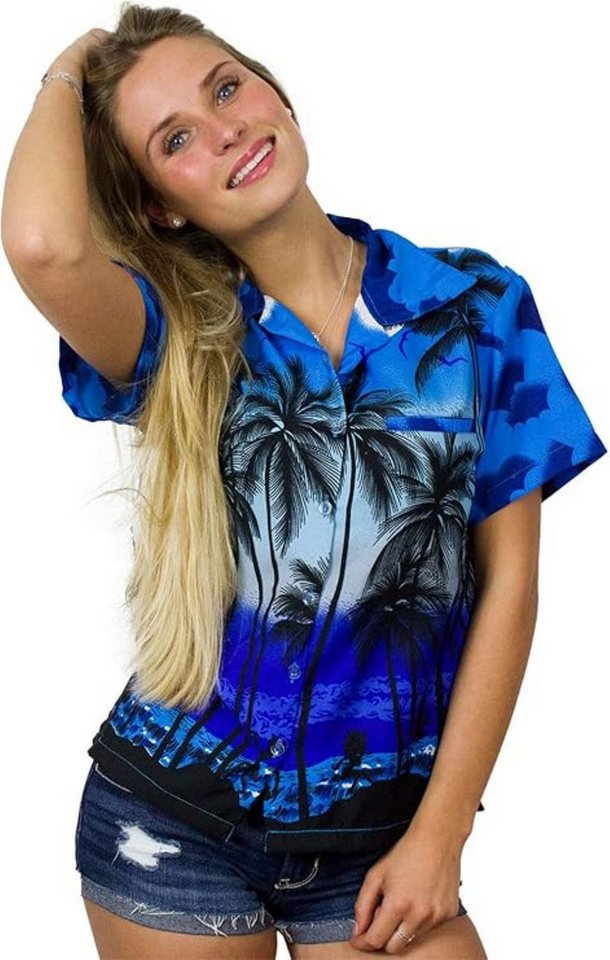King Kameha Hawaiihemd Beach Funky Hawaiibluse Damen Kurzarm Front-Tasche Stylish von King Kameha