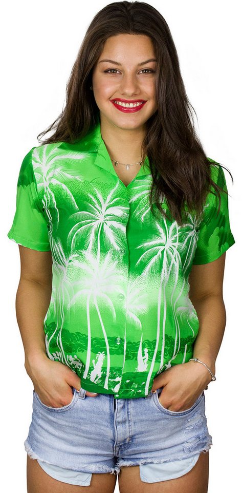 King Kameha Hawaiihemd Beach Funky Hawaiibluse Damen Kurzarm Front-Tasche Stylish von King Kameha