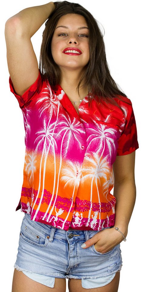 King Kameha Hawaiihemd Beach Funky Hawaiibluse Damen Kurzarm Front-Tasche Stylish von King Kameha