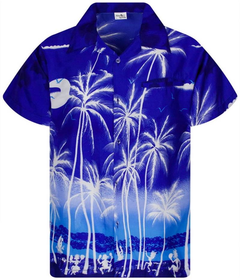 King Kameha Hawaiihemd Beach Negative Funky Hawaii-Hemd Herren Kurzarm Front-Tasche Stylish von King Kameha