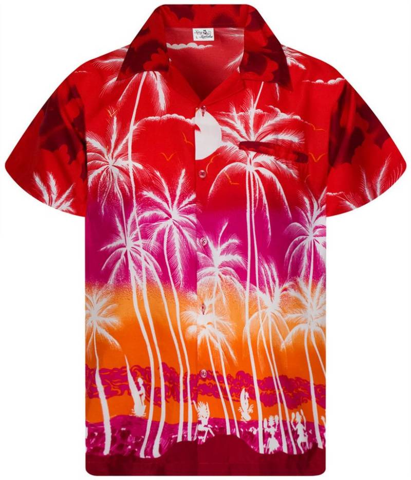 King Kameha Hawaiihemd Beach Negative Funky Hawaii-Hemd Herren Kurzarm Front-Tasche Stylish von King Kameha