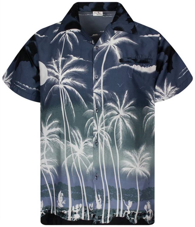 King Kameha Hawaiihemd Beach Negative Funky Hawaii-Hemd Herren Kurzarm Front-Tasche Stylish von King Kameha