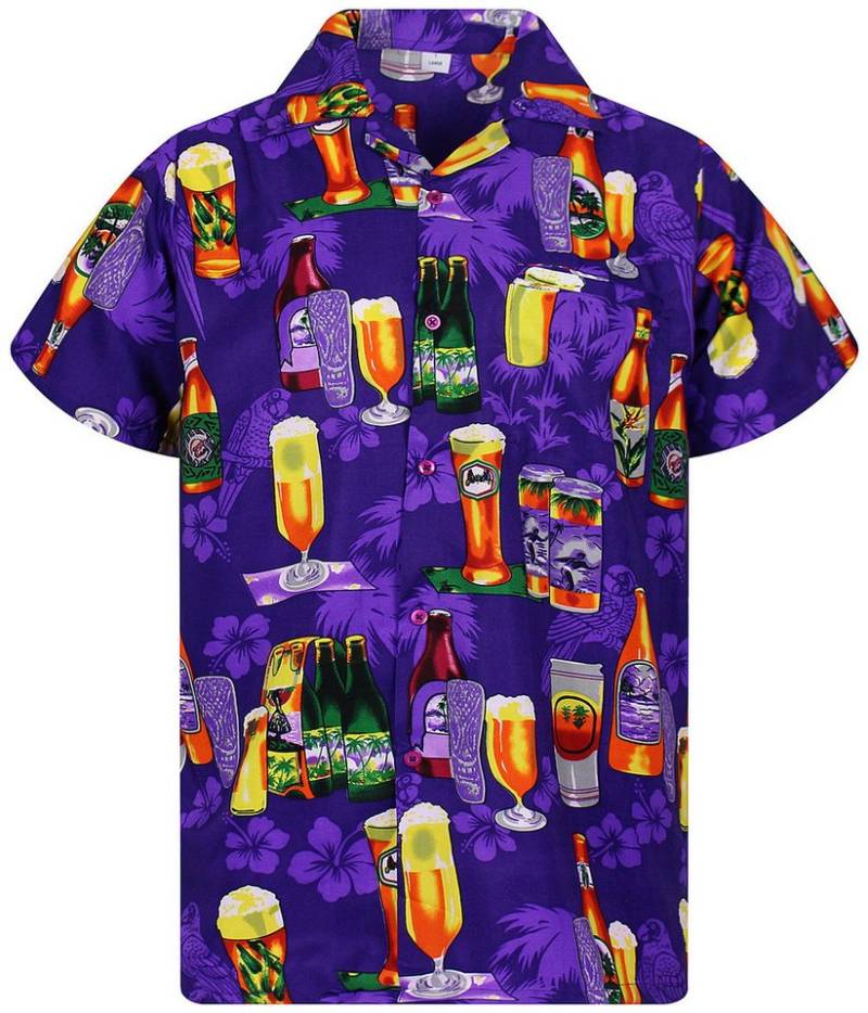 King Kameha Hawaiihemd Beerbottle Funky Hawaii-Hemd Herren Kurzarm Front-Tasche Stylish von King Kameha