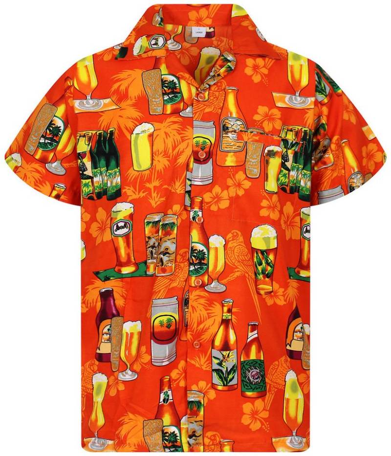 King Kameha Hawaiihemd Beerbottle Funky Hawaii-Hemd Herren Kurzarm Front-Tasche Stylish von King Kameha