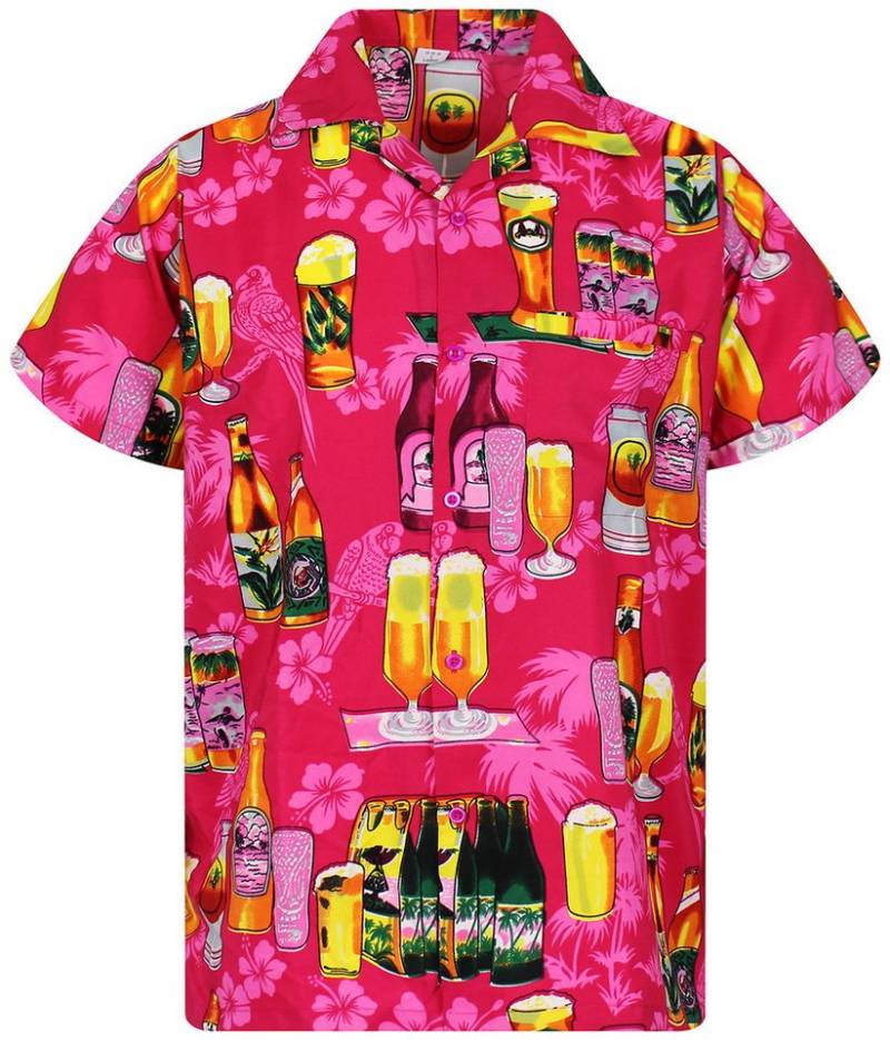 King Kameha Hawaiihemd Beerbottle Funky Hawaii-Hemd Herren Kurzarm Front-Tasche Stylish von King Kameha