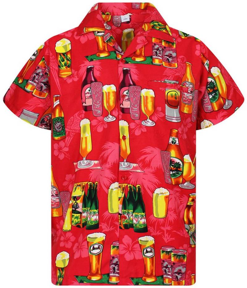 King Kameha Hawaiihemd Beerbottle Funky Hawaii-Hemd Herren Kurzarm Front-Tasche Stylish von King Kameha