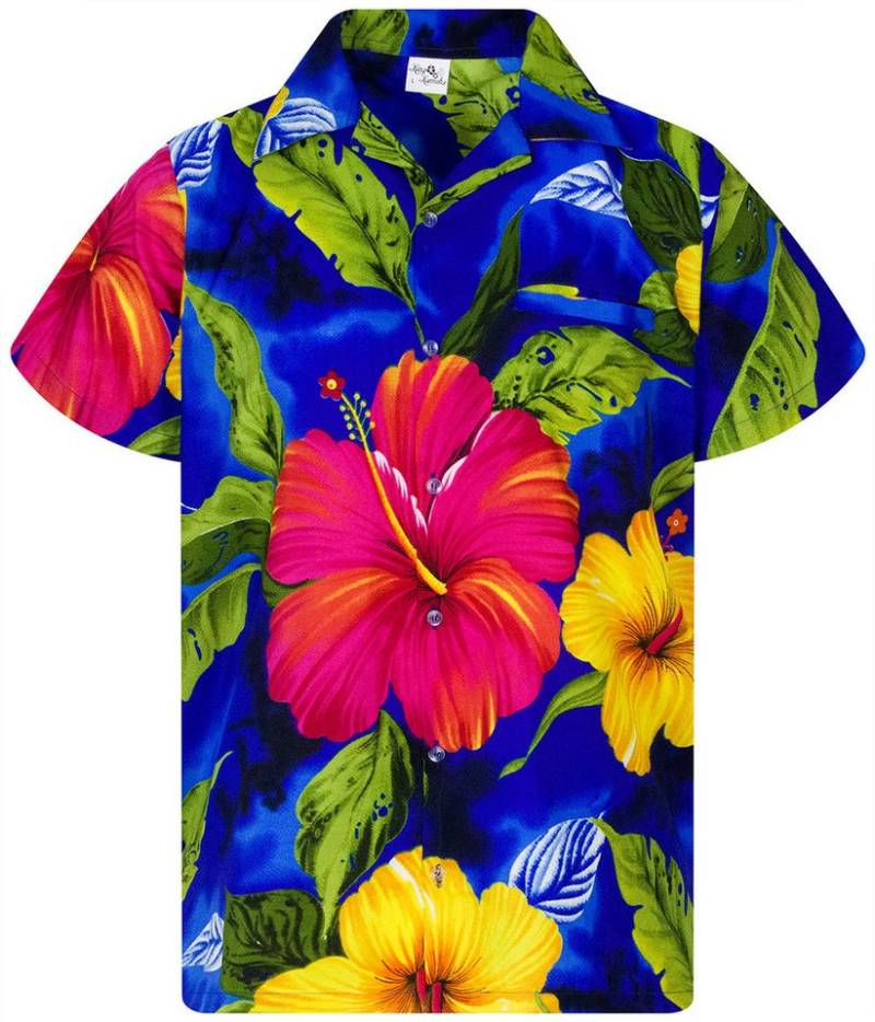 King Kameha Hawaiihemd Big Flower Funky Hawaii-Hemd Kurzarm Front-Tasche Stylish Unisex von King Kameha