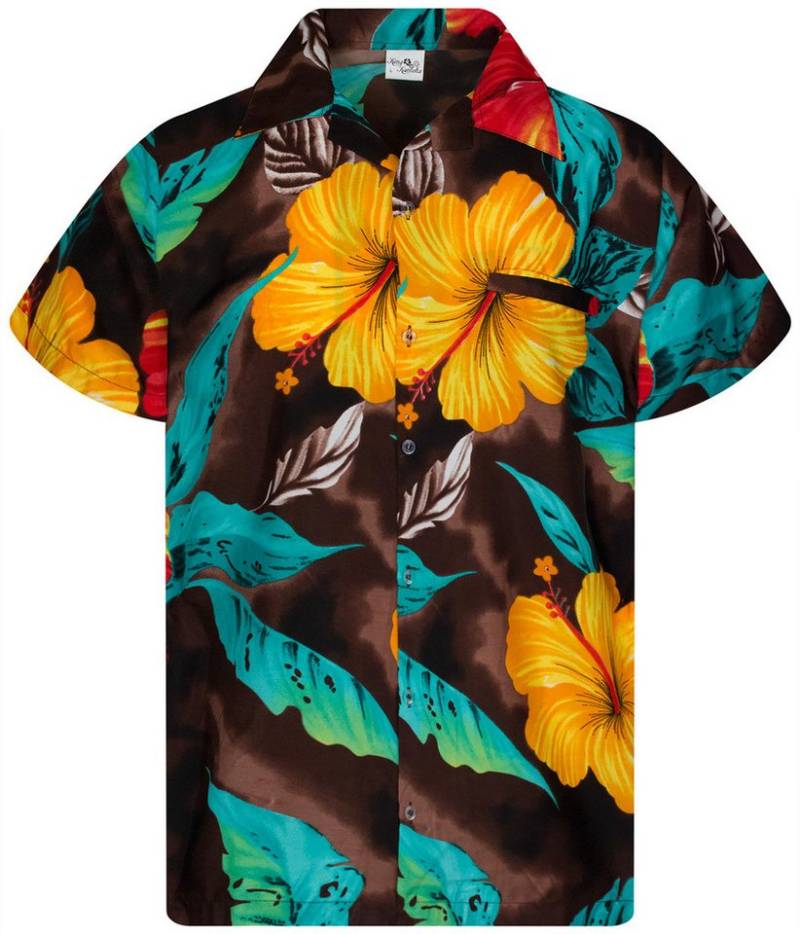 King Kameha Hawaiihemd Big Flower Funky Hawaii-Hemd Kurzarm Front-Tasche Stylish Unisex von King Kameha