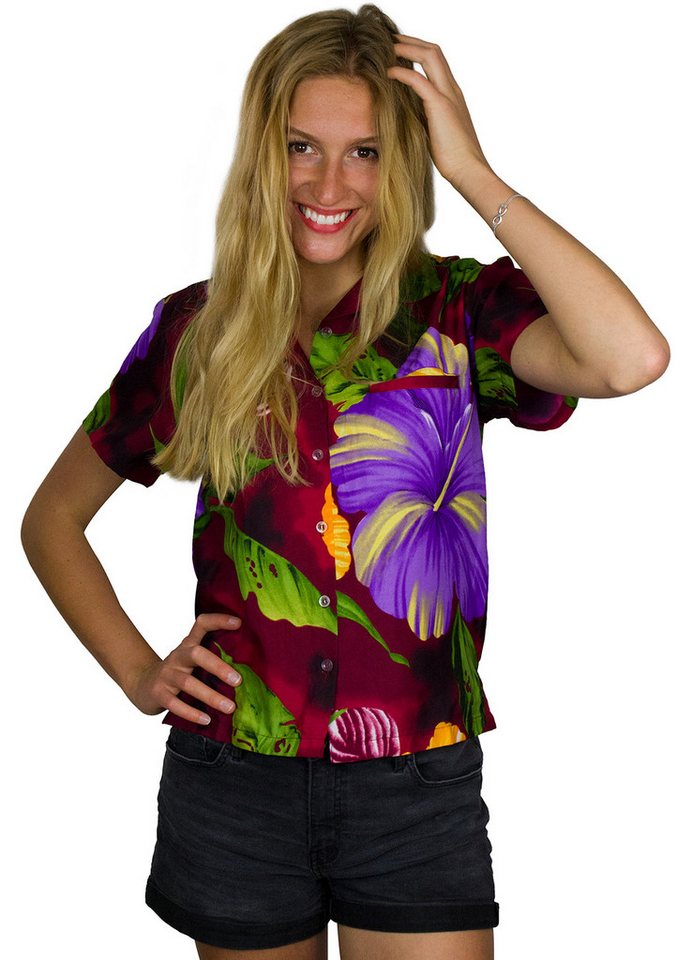 King Kameha Hawaiihemd Big Flower Funky Hawaiibluse Damen Kurzarm Front-Tasche Stylish King Kameha Hawaiihemd Big Flower Funky Hawaiibluse Damen Kurzarm Front-Tasche Stylish von King Kameha