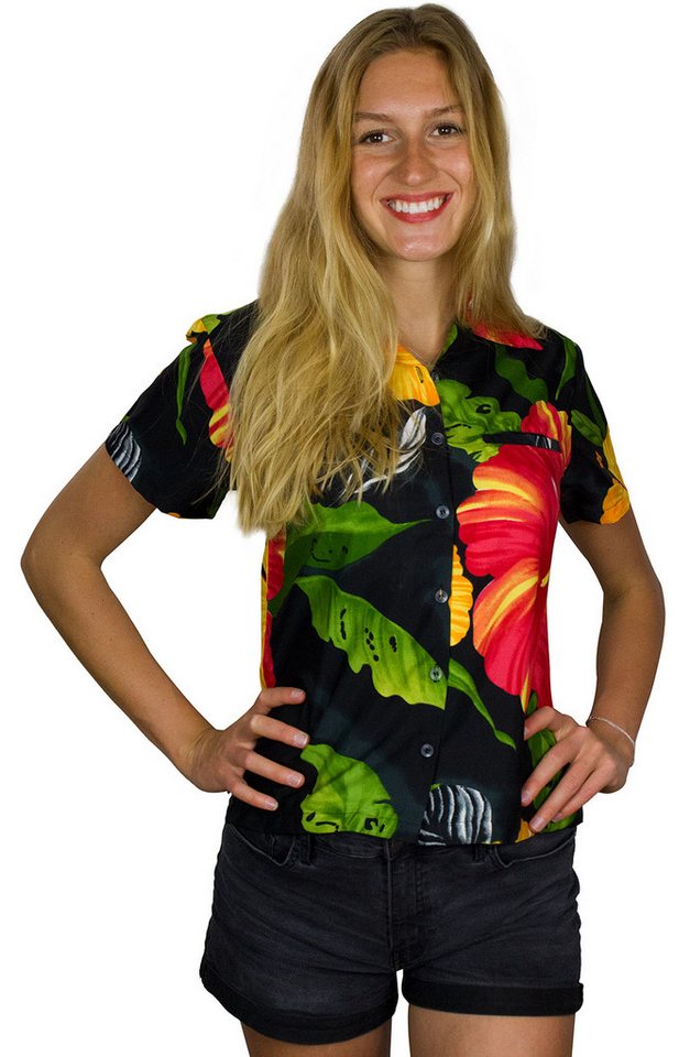 King Kameha Hawaiihemd Big Flower Funky Hawaiibluse Damen Kurzarm Front-Tasche Stylish King Kameha Hawaiihemd Big Flower Funky Hawaiibluse Damen Kurzarm Front-Tasche Stylish von King Kameha