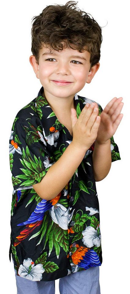 King Kameha Hawaiihemd Cherry Parrot Kids Funky Hawaii-Hemd Kinder Kurzarm Front-Tasche von King Kameha