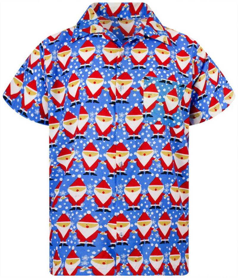 King Kameha Hawaiihemd Christmas Santa Allover Funky Hawaii-Hemd Kurzarm Front-Tasche Unisex von King Kameha