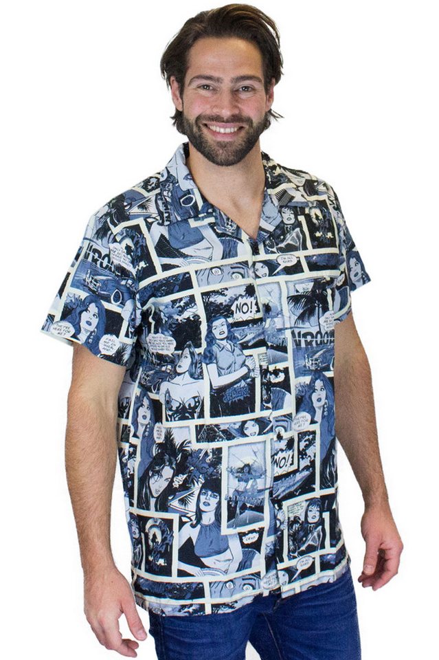 King Kameha Hawaiihemd Comic Funky Hawaii-Hemd Herren Kurzarm Front-Tasche Stylish Unisex von King Kameha