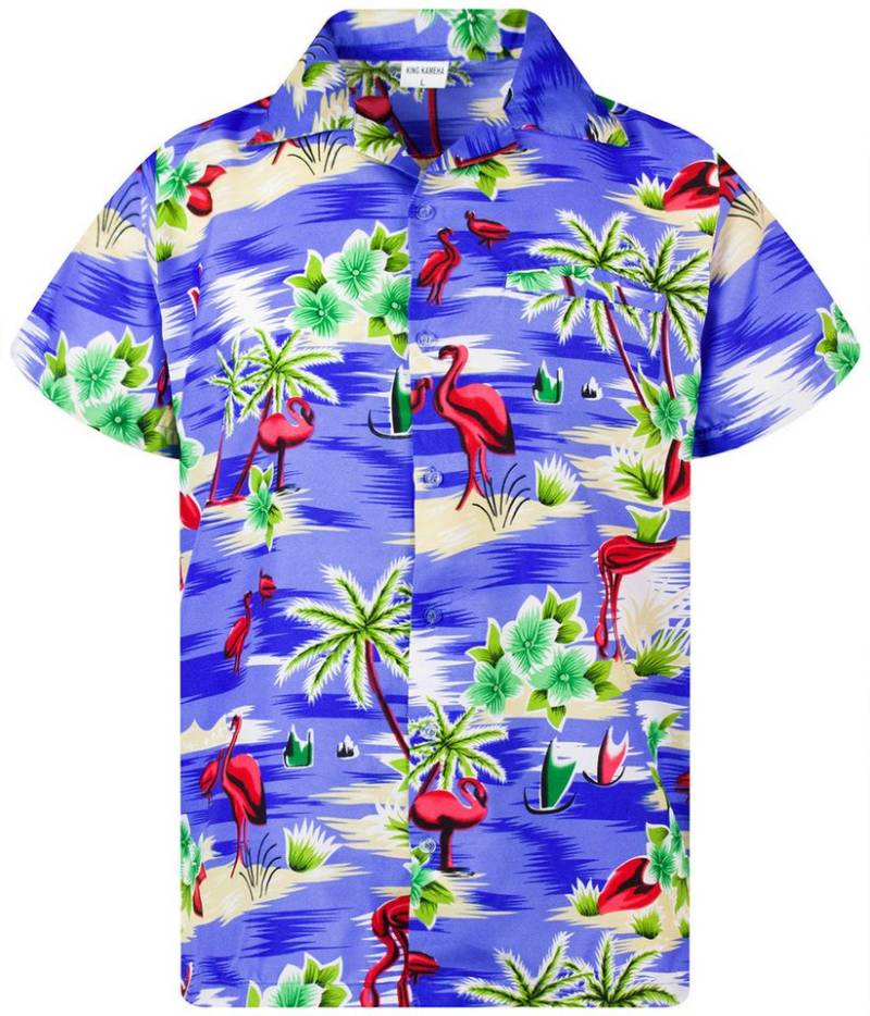 King Kameha Hawaiihemd Flamingos Funky Hawaii-Hemd Herren Kurzarm Front-Tasche Stylish Unisex von King Kameha