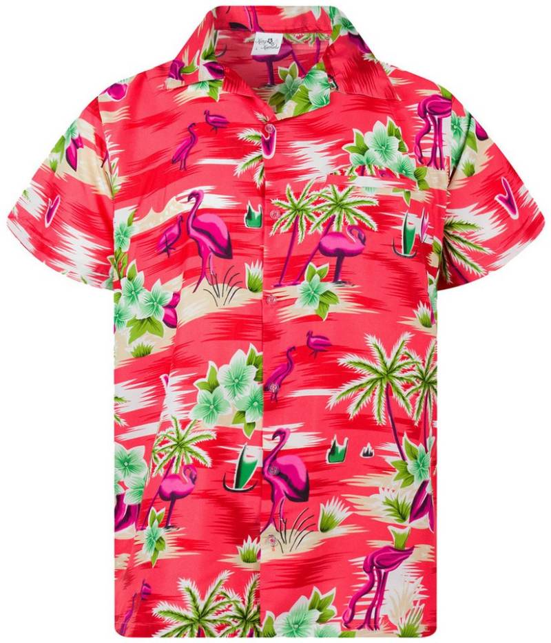 King Kameha Hawaiihemd Flamingos Funky Hawaii-Hemd Herren Kurzarm Front-Tasche Stylish Unisex von King Kameha