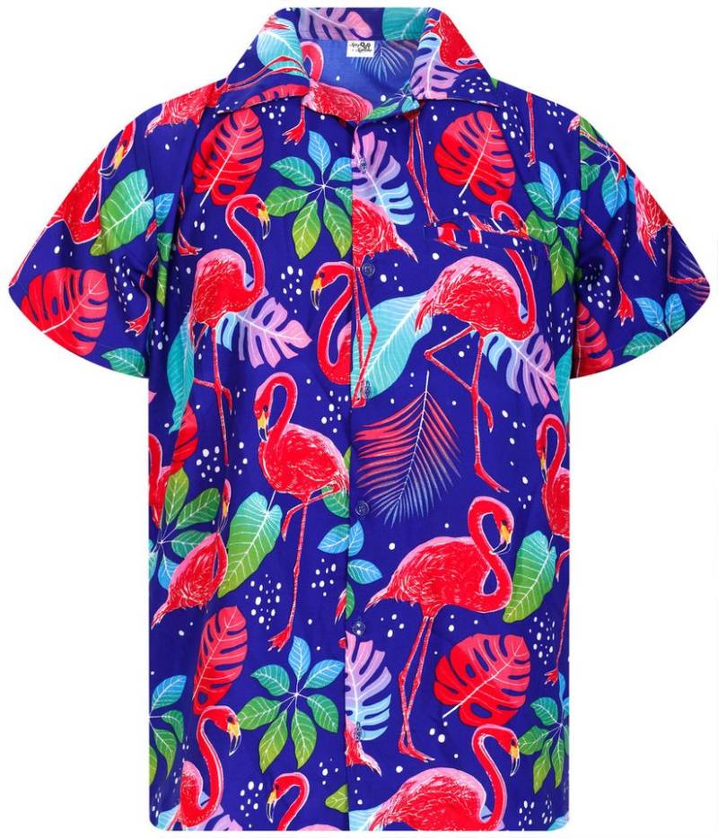 King Kameha Hawaiihemd Funky Flamingos Hawaii-Hemd Kurzarm Front-Tasche Stylish Unisex von King Kameha