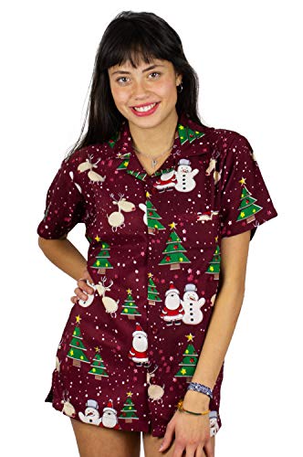 King Kameha Hawaiihemd Hawaiibluse Weihnachten, Christmas Buddys, rot, XS von King Kameha