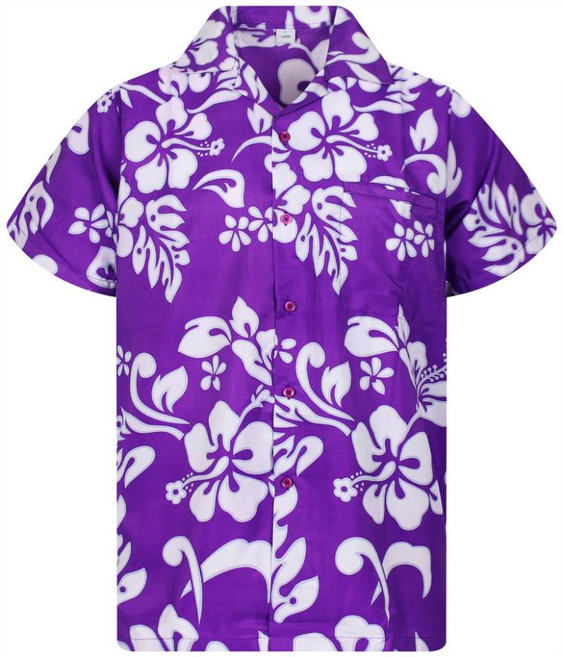 King Kameha Hawaiihemd Hibiscus Funky Hawaii-Hemd Herren Kurzarm Front-Tasche Stylish Unisex von King Kameha