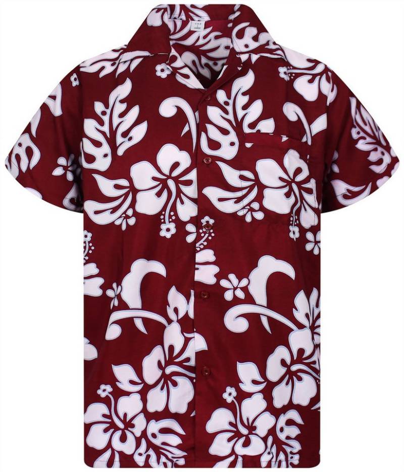 King Kameha Hawaiihemd Hibiscus Funky Hawaii-Hemd Herren Kurzarm Front-Tasche Stylish Unisex von King Kameha