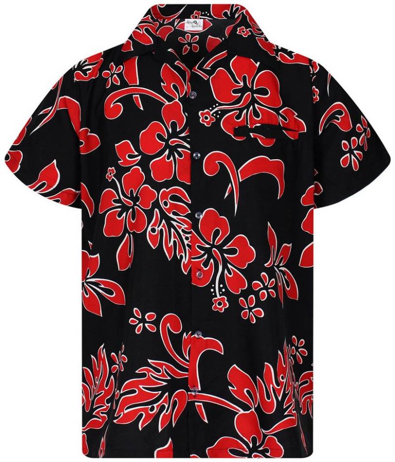 King Kameha Hawaiihemd Hibiscus Funky Hawaii-Hemd Herren Kurzarm Front-Tasche Stylish Unisex von King Kameha