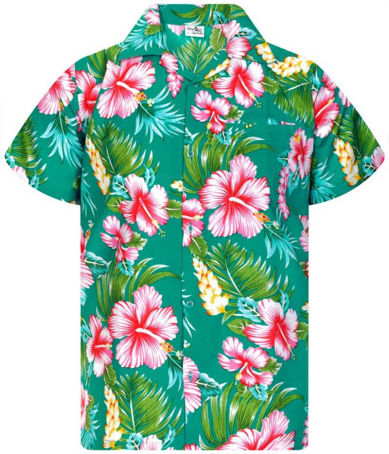 King Kameha Hawaiihemd Hibiscus NEW Funky Hawaii-Hemd Kurzarm Front-Tasche Stylish Unisex von King Kameha