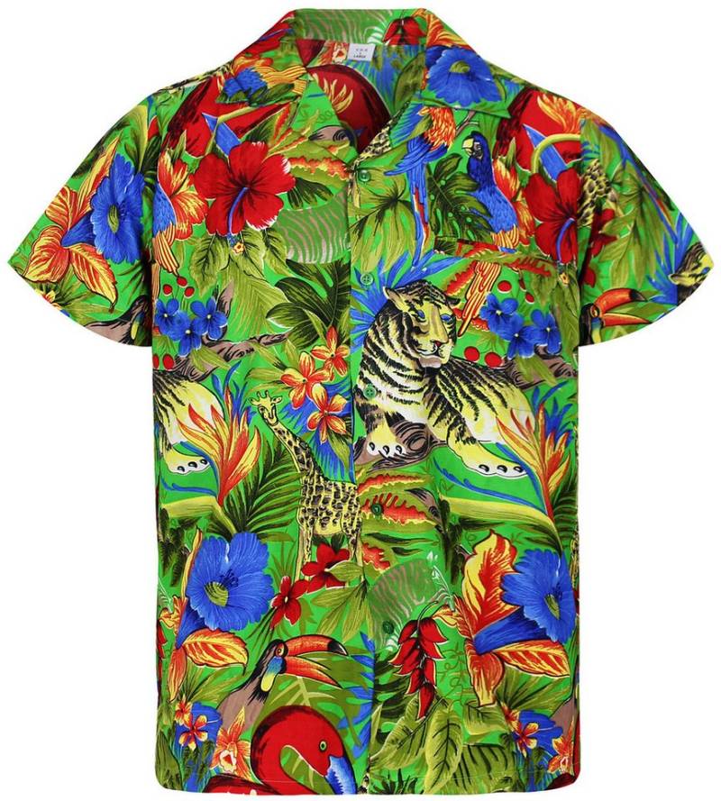 King Kameha Hawaiihemd Jungle Funky Hawaii-Hemd Herren Kurzarm Front-Tasche Stylish Unisex von King Kameha