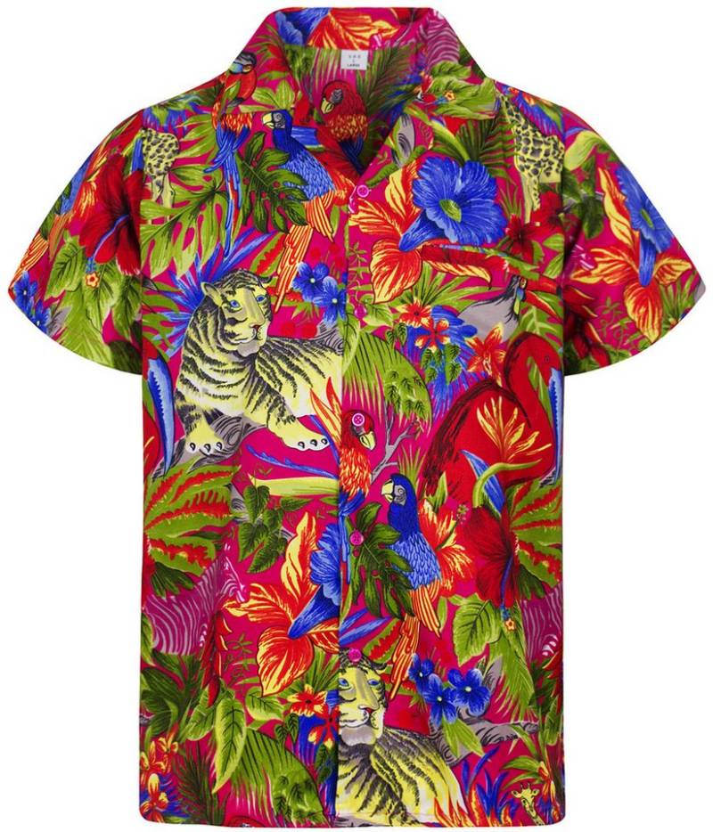 King Kameha Hawaiihemd Jungle Funky Hawaii-Hemd Herren Kurzarm Front-Tasche Stylish Unisex von King Kameha