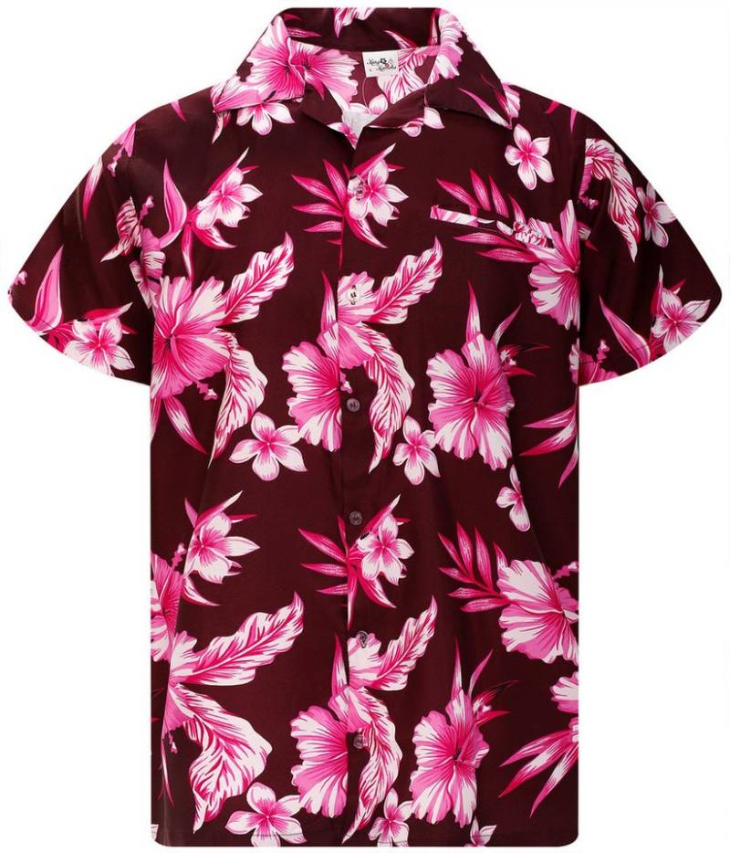King Kameha Hawaiihemd Mono Flowers Funky Hawaii-Hemd Herren Kurzarm Front-Tasche Unisex von King Kameha