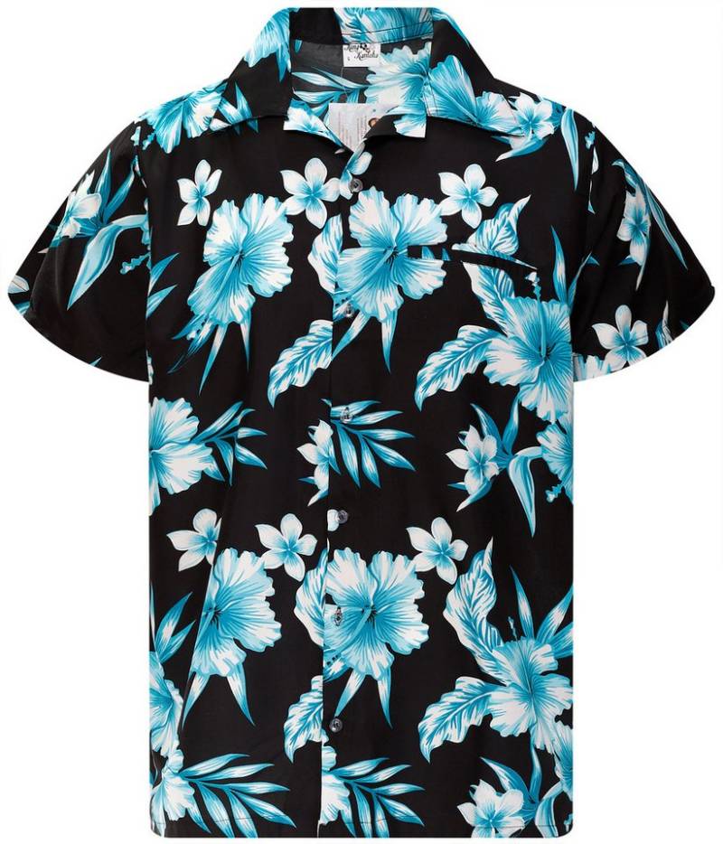 King Kameha Hawaiihemd Mono Flowers Funky Hawaii-Hemd Herren Kurzarm Front-Tasche Unisex von King Kameha